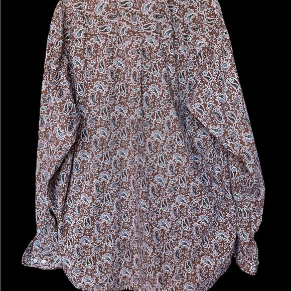 Cinch Men’s Large Paisley Brown and Turquoise Long Sleeve Button Down Shirt - Picture 2 of 5